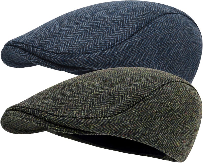 STARANCE 2 Pack Newsboy Hats for Men Wool Blend Ivy Driving Flat Cap - Image 1